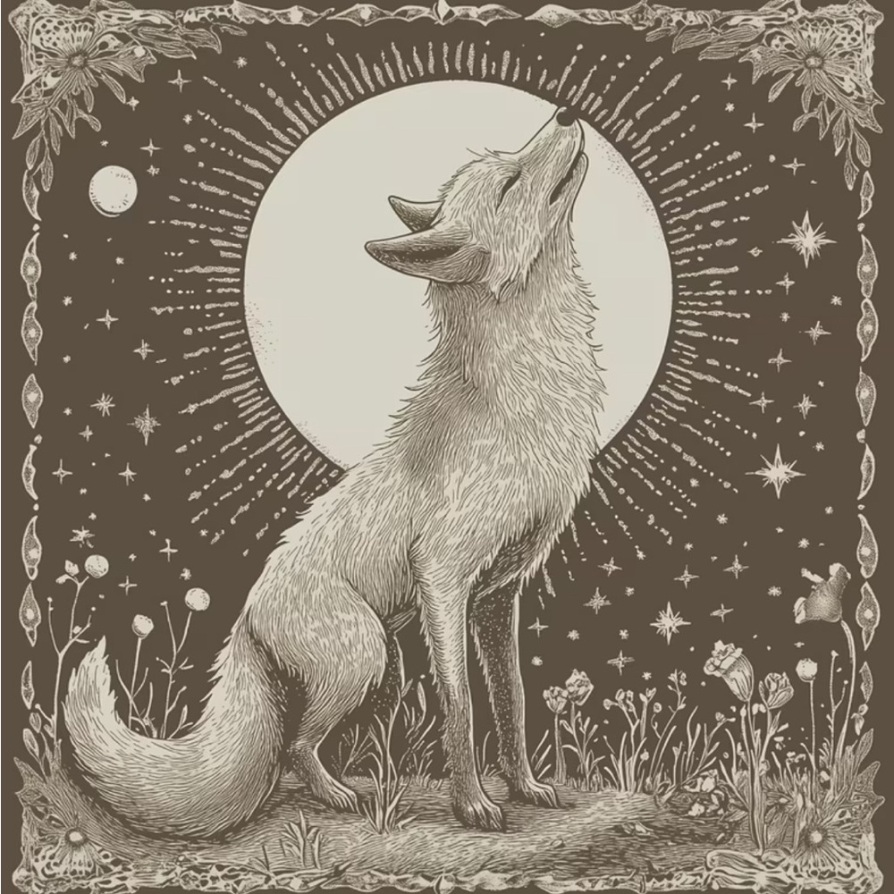 ✨Scarf 🐺Wolf Moon Graphic Square Scarf | Celestial Boho Gothic